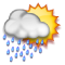 Céu limpo com algumas nuvens e aguaceiros